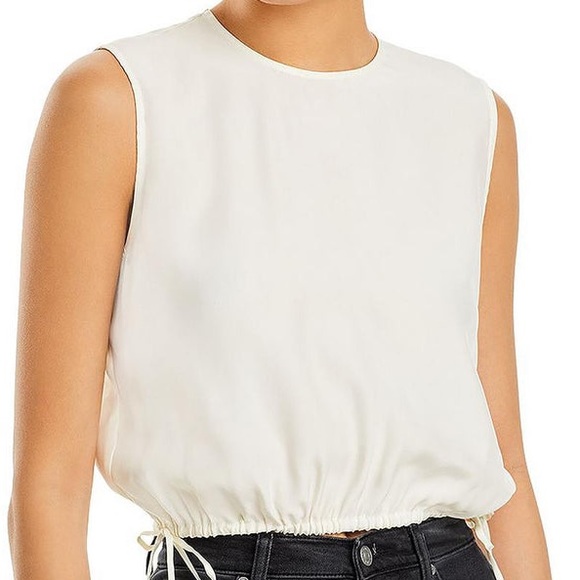 (B10) ATM Womens Silk Crop Tank Top, Color: Chalk, NWT, Size Small - Picture 2 of 12